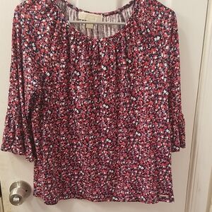 Michael Kors Floral Print Blouse - Red, White, and Black